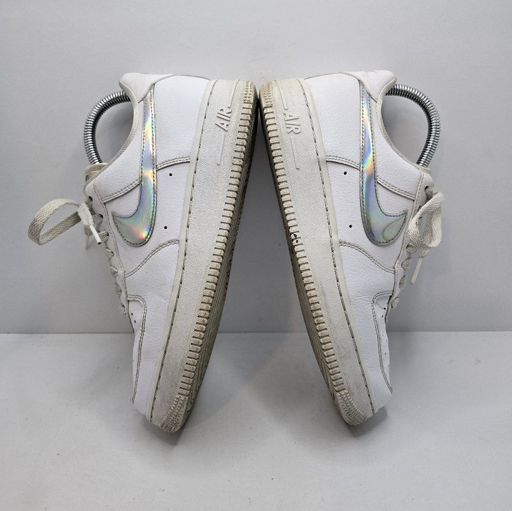 Nike | AF1's Low 'White Irisdescent Swoosh' tennis prep sporty sneakers | WMS 7 - Picture 12 of 14